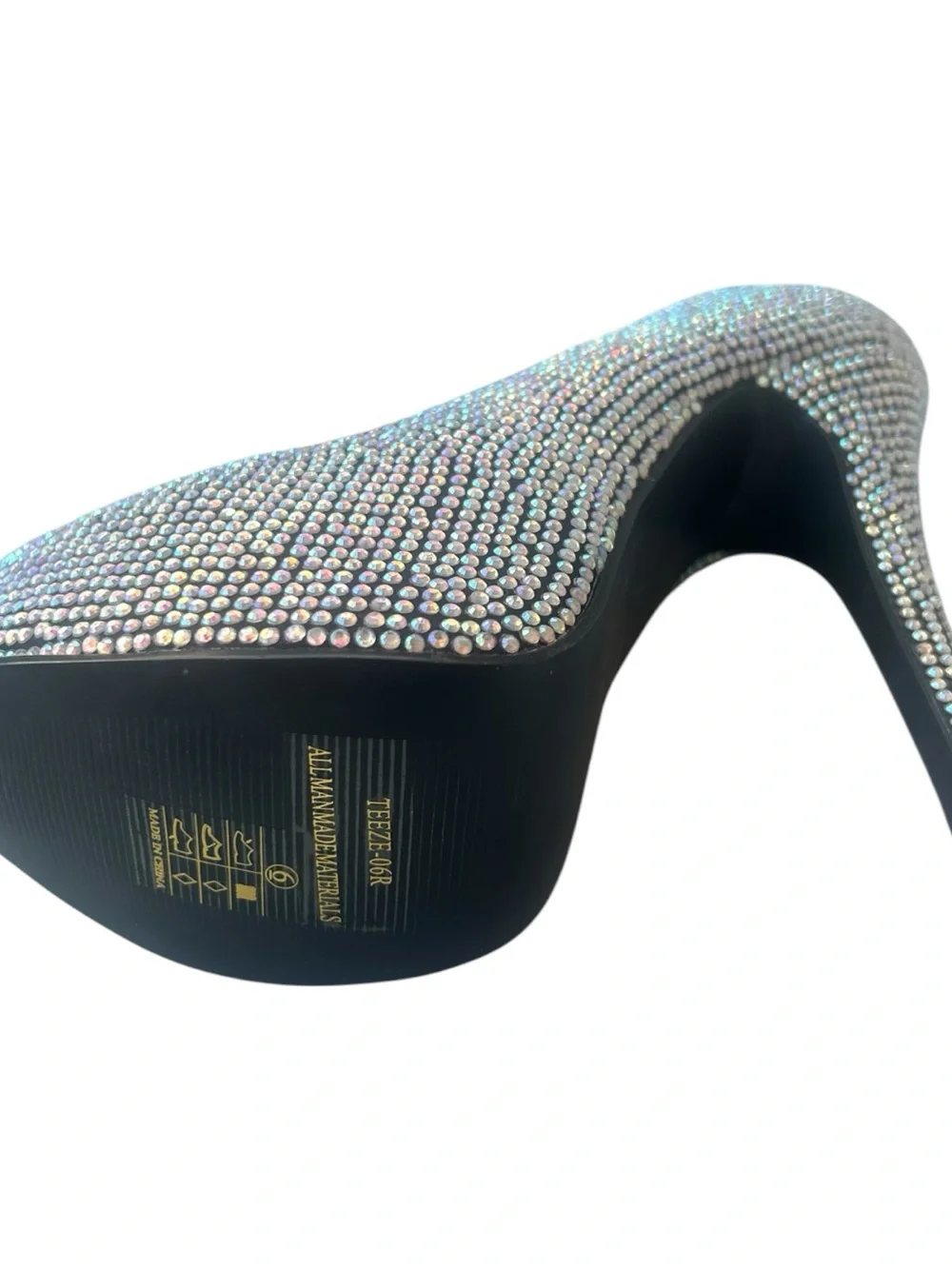 Bordello Teeze-06R Iridescent Rhinestone Platform High Heels Size 6 NIB